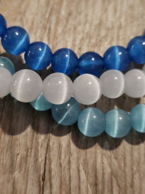 Bracelet en Pierre Oeil de Chat bleue Naturelle