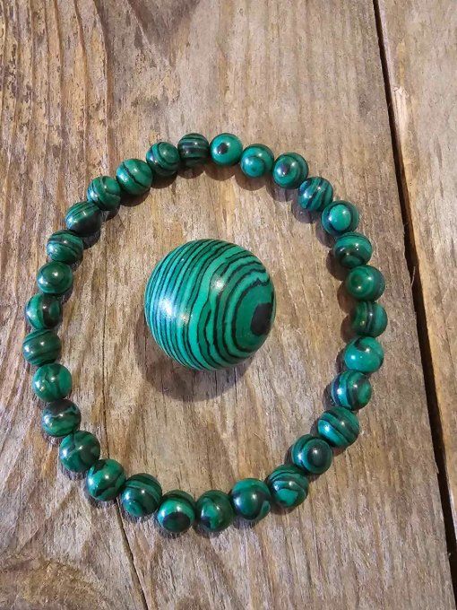 Bracelet en Pierre Malachite Naturelle