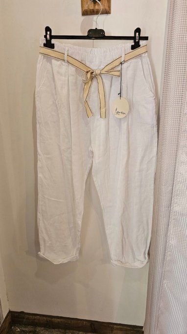 Pantalon blanc en lin