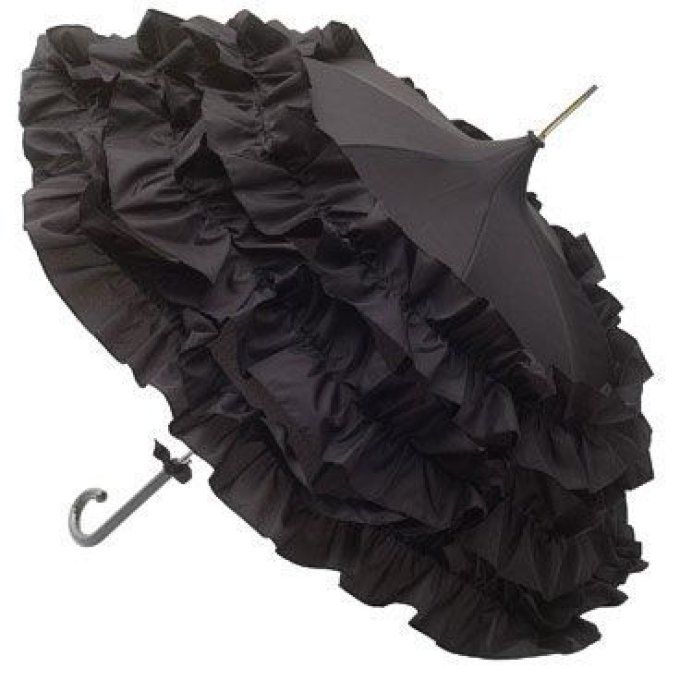 Parapluie triple froufrous noir